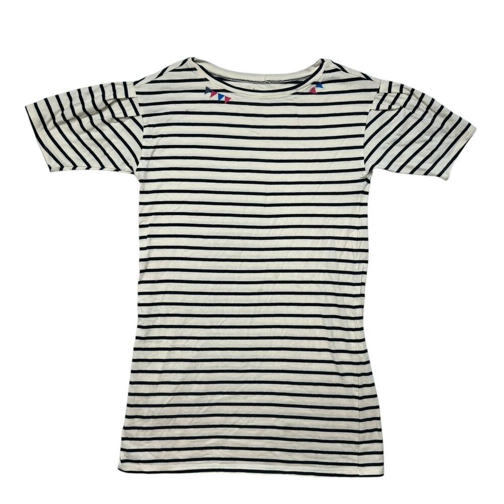 TEA COLLECTION Classic Striped Dress Blue White Sz 14 Girls Embroidered 8F82300